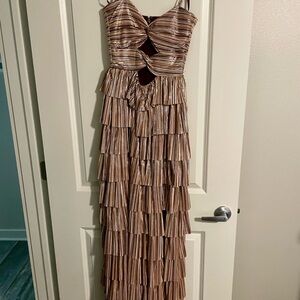 Gianni Bini Striped Brown Tiered Maxi Dress